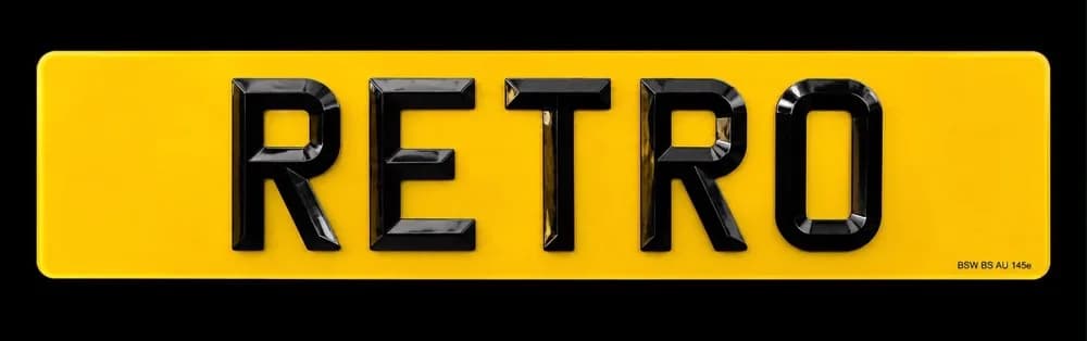 4D retro bevelled number plate