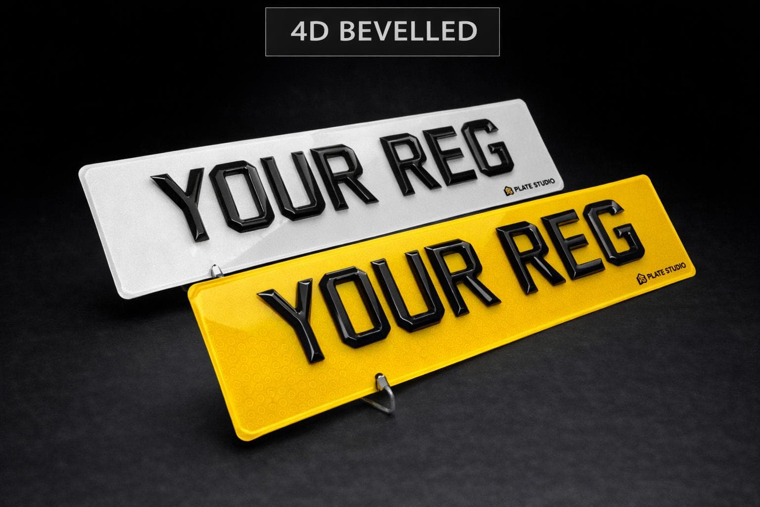4D RETRO BEVELLED number plate